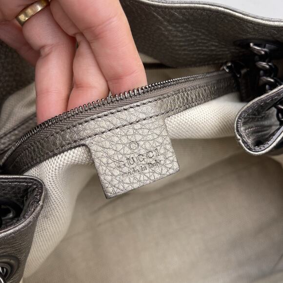 Gucci Soho Medium Double Shoulder Tote Charcoal Grey And Gunmetal Hardware - Picture 12 of 15